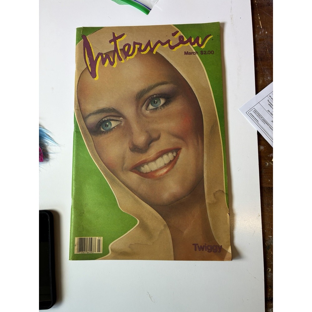 ANDY WARHOL'S INTERVIEW MAGAZINE MAR 1983 TWIGGY, FASHION, ART, ADS (A)